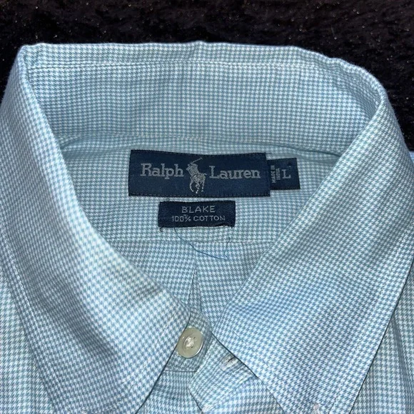 Ralph Lauren Blake Shirt Men's Size LARGE Blue Long Sleeve Button Down - Picture 4 of 7